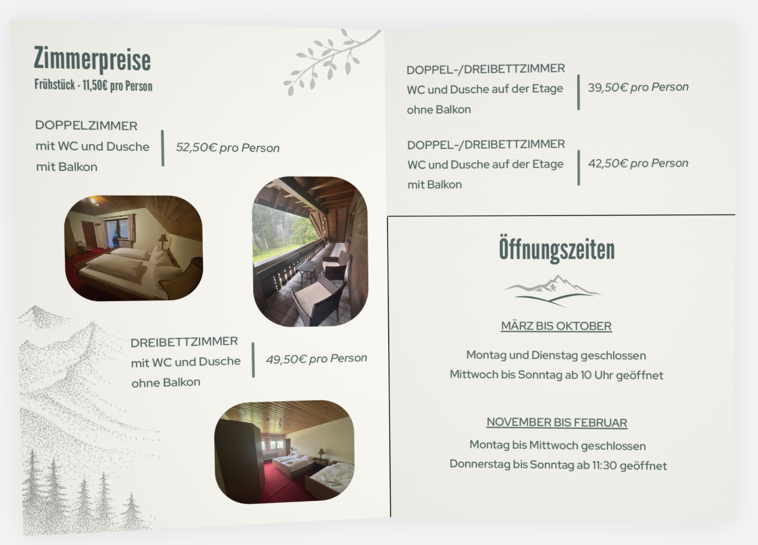 Flyer Zimmerpreise